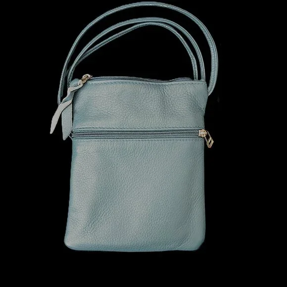 Sven Berkeley Crossbody Bag Dark Teal Leather EUC - Picture 1 of 5